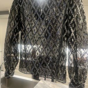 Vintage 1970s /80s rich hippy disco top shear see through sparkling  medium